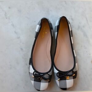 kate spade Black & White Gingham Ballet Flats with Bow